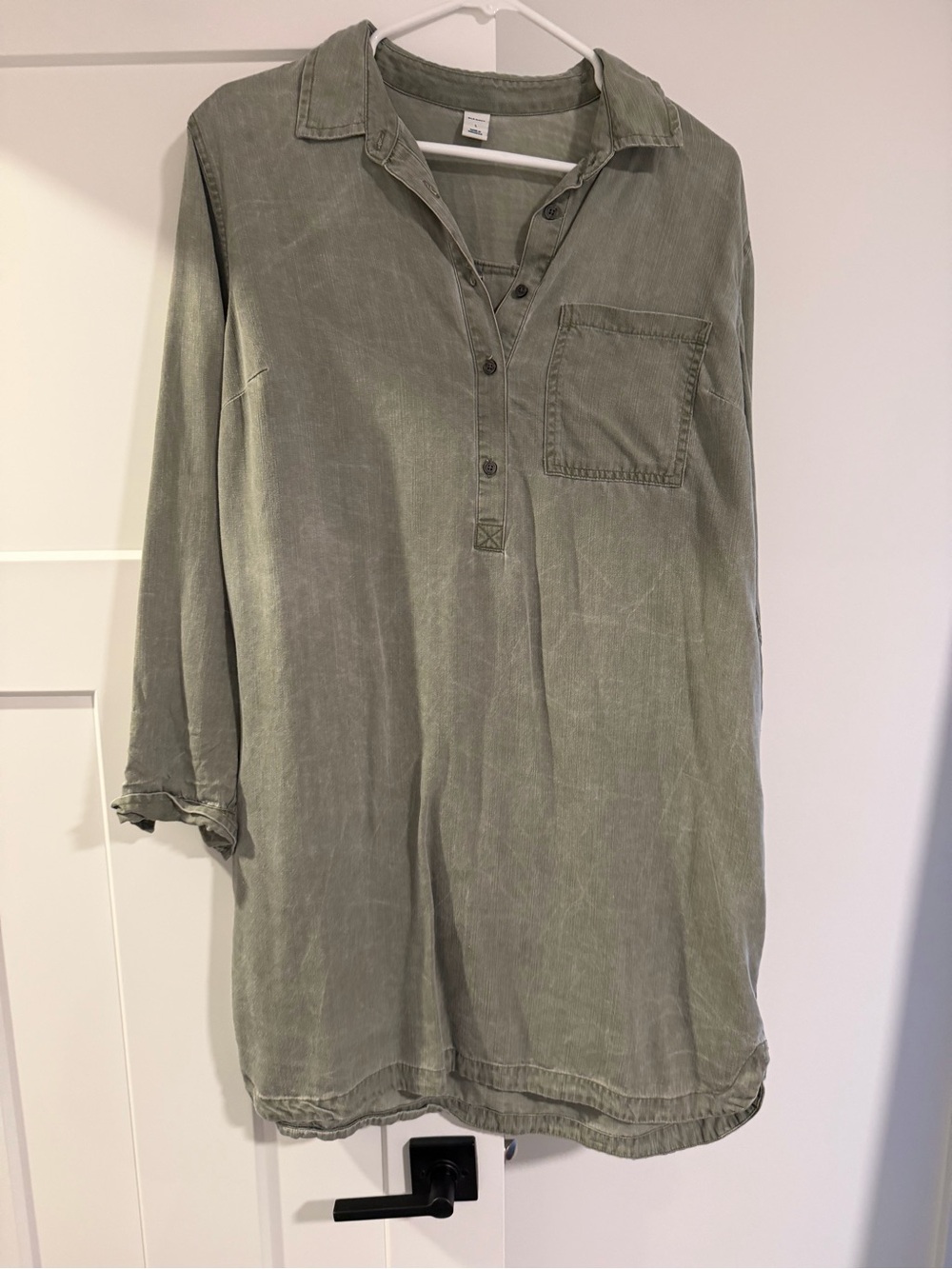 Old Navy Washed Olive Green Popover Shirt Jacket